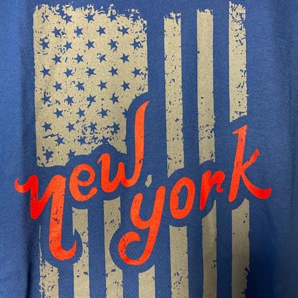 NEW NEW YORK American Flag Royal Blue Men Graphic Tee - Picture 2 of 2